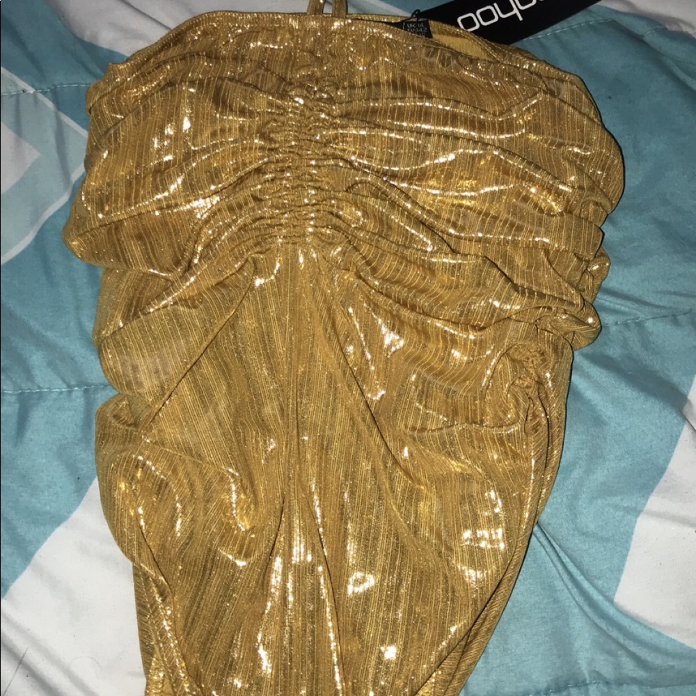 Boohoo gold bodysuit